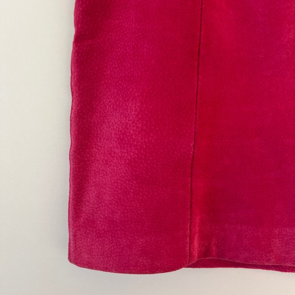 Vintage Barbie Pink Suede Leather Mini A Line Skirt Womens 4 Festival - Picture 4 of 12